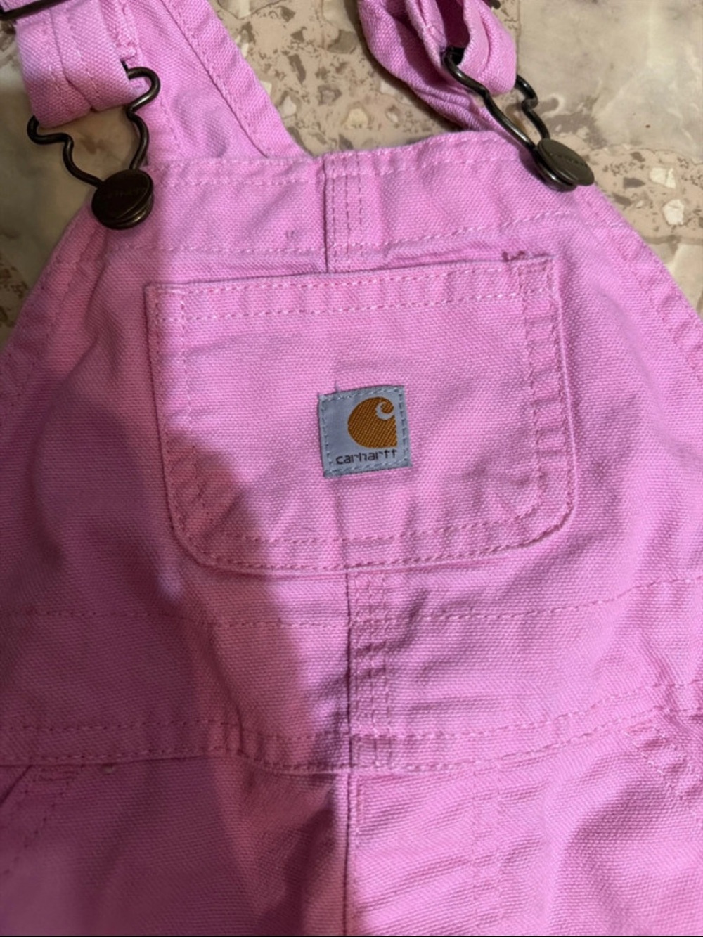 Carhartt Pink Canvas Kids Overalls with Front Pocket